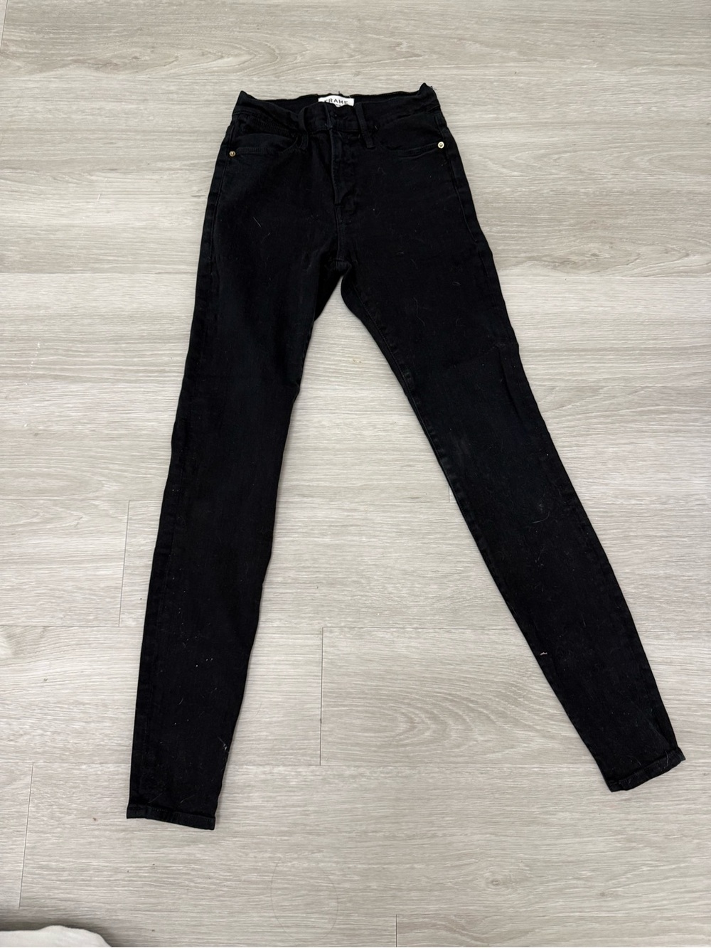 Frame Denim Black Skinny High-Rise Jeans